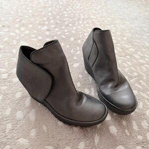 Fly London Black Leather Ankle Booties size 8-8.5
